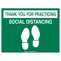 Brady Thank You For Social Distancing (COVID-19) Vinyl Floor Sign, 8.5"H x 11"W, GN