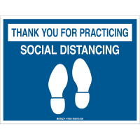 Brady Thank You For Social Distancing (COVID-19) Vinyl Floor Sign, 8.5"H x 11"W, BL