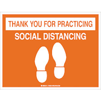 Brady Thank You For Social Distancing (COVID-19) Vinyl Floor Sign, 8.5"H x 11"W, OR