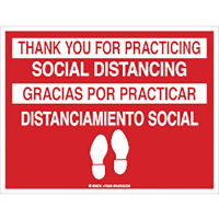 Brady Thank You For Social Distancing Bi-lingual(COVID-19)Vinyl Flr Sign 8.5"Hx11"W