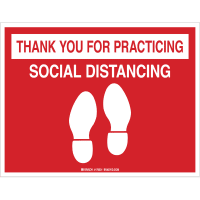 Brady Thank You For Social Distancing (COVID-19) Vinyl Floor Sign, 8.5"H x 11"W, RD