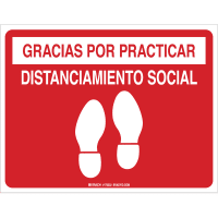 Brady Thank You For Social Distancing Spanish (COVID-19) Vinyl Flr Sign 8.5"Hx11"W