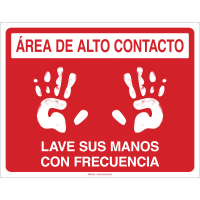 Brady High Touch Area Please Wash Hands Spanish (COVID-19) Vinyl Flr Sign 14"Hx18"W