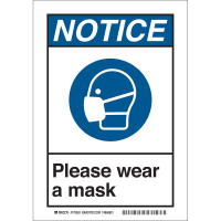 Brady Please Wear A Mask (COVID-19) Polyester Sign, 10"H x 7"W, BL