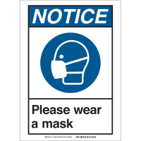 Brady Please Wear A Mask (COVID-19) Polyester Sign, 14"H x 10"W, BL