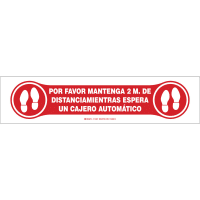 Brady Please Maintain 6 Ft. For ATM Spanish (COVID-19) Vinyl Flr Sign 4"H x 17"W BK