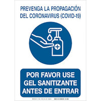 Brady Use Hand Sanitizer Spanish (COVID-19) Polyester Sign, 14"H x 10"W, BL/WH