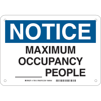 Brady Maximum Occupancy _ People (COVID-19) Aluminum Sign, 10"H x 10"W, BK/WH