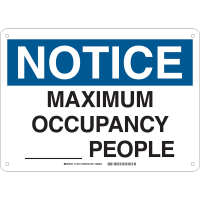 Brady Maximum Occupancy _ People (COVID-19) Aluminum Sign, 14"H x 14"W, BK/WH