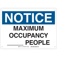 Brady Maximum Occupancy _ People (COVID-19) Polystyrene Sign, 10"H x 14"W, BK/WH