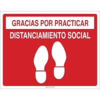 Brady Covid 19 Sign 14X18, Spanish Social Distancing RD, Vinyl RD