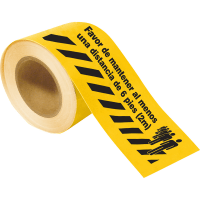 Brady Covid 19 4"X100', Spanish Keep Dist Floor Tape, Polyester Black on Yellow