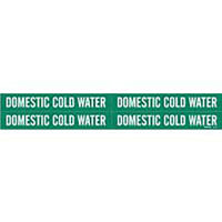 Brady DOMESTIC COLD WATER Pipe Marker, 1.125"H x 7"W