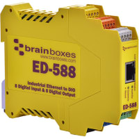 Brainboxes I/O Module;Industrial;Ethernet To DIO, Ethernet 16 DI + 8 DO;DIN Rail;ED Series