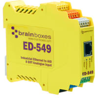 Brainboxes I/O Module;Industrial;Ethernet 8 Analog Output;DIN Rail Mount;ED Series