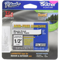 Brother International 0.47in x 26.2 ft (12mm x 8m) Acid-Free Black on White