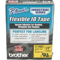 Brother International Tape, Blk on Yel, 1/2" W, For P-touch labelers