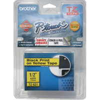 Brother International Tape, Laminated, Blk On Yel, 26.2Ft. L, 1/2" W, For P-Touch Labelers