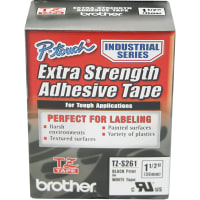 Brother International Extra Strength Adhesive Tape, 36Mm(1.4"), Black On White, 8M(26.2 Ft), Pt Series