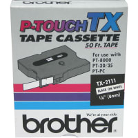 Brother International Brother Tx Replacement Tape Cartridge, 1/4" Black On White