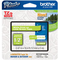 Brother International 0.47In X 26.2 Ft (12Mm X 8M) White On Lime Green