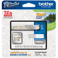 Brother International 0.47in x 26.2 ft (12mm x 8m) Gold on Satin Silver