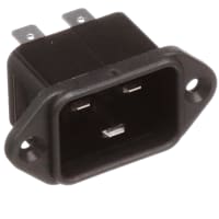 Bulgin Power Inlet, IEC 320-1, C20 Flange Mount, 6.3mm Tab, Black, 20A, 250VAC (UL/CSA)