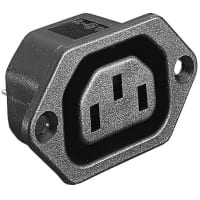 Bulgin Power Outlet, IEC 320-2-2, Flange Mount, 6.3mm Tab, Black, 15A, 250VAC (UL/CSA)