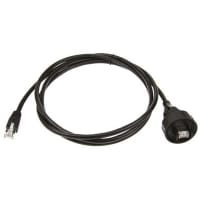 Bulgin Connector, RJ Buccaneer, RJ45, S/FTP Cbl, 2m, 24 AWG, BC, Black PU Jkt