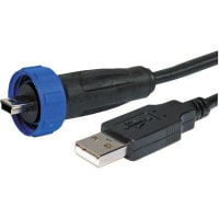 Bulgin Double Ended Between-Series Cable, USB Type A Plug to USB Mini B Plug, 2 m