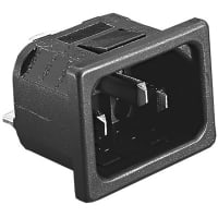 Bulgin Power Inlet, IEC 320-1, Snap Fit to 1mmPanel, 6.3mm Tab, Black, 10A, 250VAC