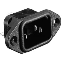 Bulgin Power Inlet, IEC 320-1, Flange Mount, 6.3mm Tab, Black, 15A, 250VAC (UL/CSA)