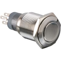 Bulgin Switch, Pushbutton;Ring Illum.; Red;DPCO Latching;3A;250VAC;Low Prof.;Solder Tags