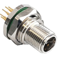 Bulgin X-Code Cat6a Brass Nickel Plated M16 Rear Panel Mount Connector, M12 Series