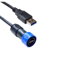 Bulgin Connector, Fully O/M USB Cable Standard A Plug To Sealed C-Type Plug 1M Cable