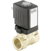 Burkert Fluid Control Systems Solenoid Valve, 2/2, brass, 145PSI, 9.8CV, 1NPT, 120V, series 6213EV