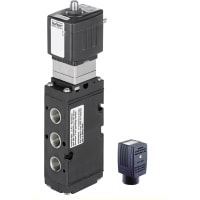 Burkert Fluid Control Systems Solenoid Valve, pneumatic, 3/2, NAMUR, nkl pl br, 1/4NPT, 2509 plug, 24VDC, 6519 serie