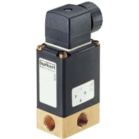 Burkert Fluid Control Systems Solenoid Valve, Pivot Oper, 3/2NC, brass, 145PSI, 1/4NPT, 24V, 0330 series