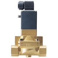 Burkert Fluid Control Systems Solenoid Valve, servo assist, 2/2, brass, 145PSI, 11/2NPT, 120V, 5282 series