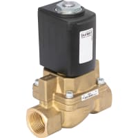 Burkert Fluid Control Systems Solenoid Valve, servo assist, steam, brass, 1/2NPT, 3.7KV, 145PSI, 120V, 6407 series