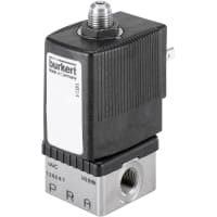 Burkert Fluid Control Systems Solenoid Valve, plunger op, 3/2NC, SS, 145PSI, 1/4NPT, 120V, 6014 series