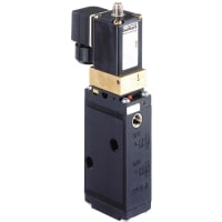 Burkert Fluid Control Systems Solenoid Valve, pneumatic, 3/2, NAMUR, nkl pl br, 1/4NPT, 2508 plug, 120V, 6519 series