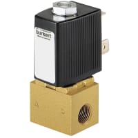 Burkert Fluid Control Systems Solenoid Valve, plunger op, 2/2, brass, 65PSI, 1/8NPT, 24V, 6011 series