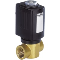 Burkert Fluid Control Systems Solenoid Valve, Plunger op, 2/2NC, Brass, 188.5PSI, 1/4NPT, 120V, 6027 Series