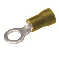 BURNDY Copper Terminal, Ring Tongue, 12-10AWG, #8-#10Stud, Vinyl Insulated, Tin Plated.