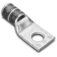 BURNDY Compression Lug, 1 Hole, Window, 4 AWG, 3/8" Stud, Short Barrel, Tin Plated