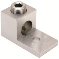 BURNDY Lug Terminal, Aluminum, 1 Hole, 4 AWG, 3/8" Stud, 1 Screw, Tin Plated