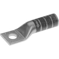 BURNDY Lug Terminal, Compression, 2/0 AWG, 1 Hole, 1/2" Stud, Long Barrel, Tin Plated