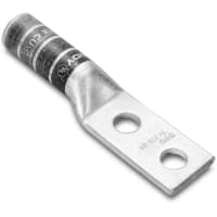 BURNDY Lug Terminal, Compression, 2 AWG, 2 Hole, 1/2" Stud, Long Barrel, Brown