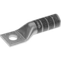 BURNDY Lug Terminal, Compression, 4 AWG, 1 Hole, 1/4" Stud, Long Barrel, Tin Plated